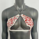 Gothic Vinyl White Vampira - Blood Splatter Cross Top Bra