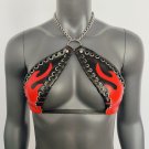 Gothic Vinyl Vampira Flame Cross Top Bra