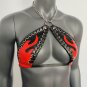 Gothic Vinyl Vampira Flame Cross Top Bra
