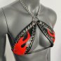 Gothic Vinyl Vampira Flame Cross Top Bra