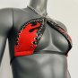 Gothic Vinyl Vampira Flame Cross Top Bra