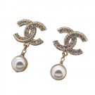 CHANEL GOLD XL LARGE CRYSTAL CC PEARL DROP EARRINGS GOLD AUTHENTIC