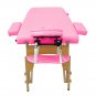 84" Massage Table 2 Fold Spa Bed Portable 2 Sections Wooden Legs with Face Hole