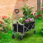 Wagon Folding Cart Collapsible Garden Beach Utility Outdoor Camping Sports Black