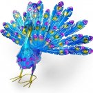14 Inches Metal Peacock Yard Statue Tail Spread Outdoor Garden Décor