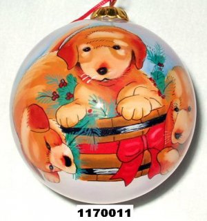 Doggies,X'mas inner-painted glass ball