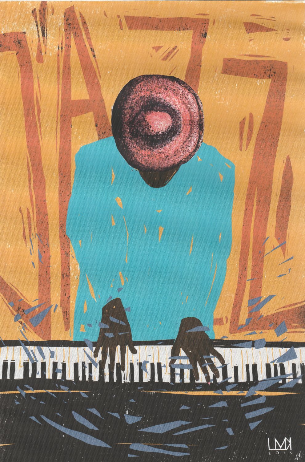 Ready to Display Foam Board Mount Canvas Art Print Size 20cm x 30cm Set of 2 Jazz Musicians