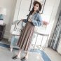 Women Gold Velvet Mid Long Pleated Elastic Maternity Skirts