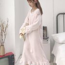 Women Pink Long Sleeve Maxi Dress Keep Warm Maternity Sleepwear