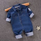 Baby Cute Boy Denim Button Up with Collar Jeans Jumpsuit Bodysuit