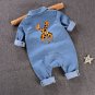 Baby Cute Boy Denim Button Up with Collar Jeans Jumpsuit Bodysuit