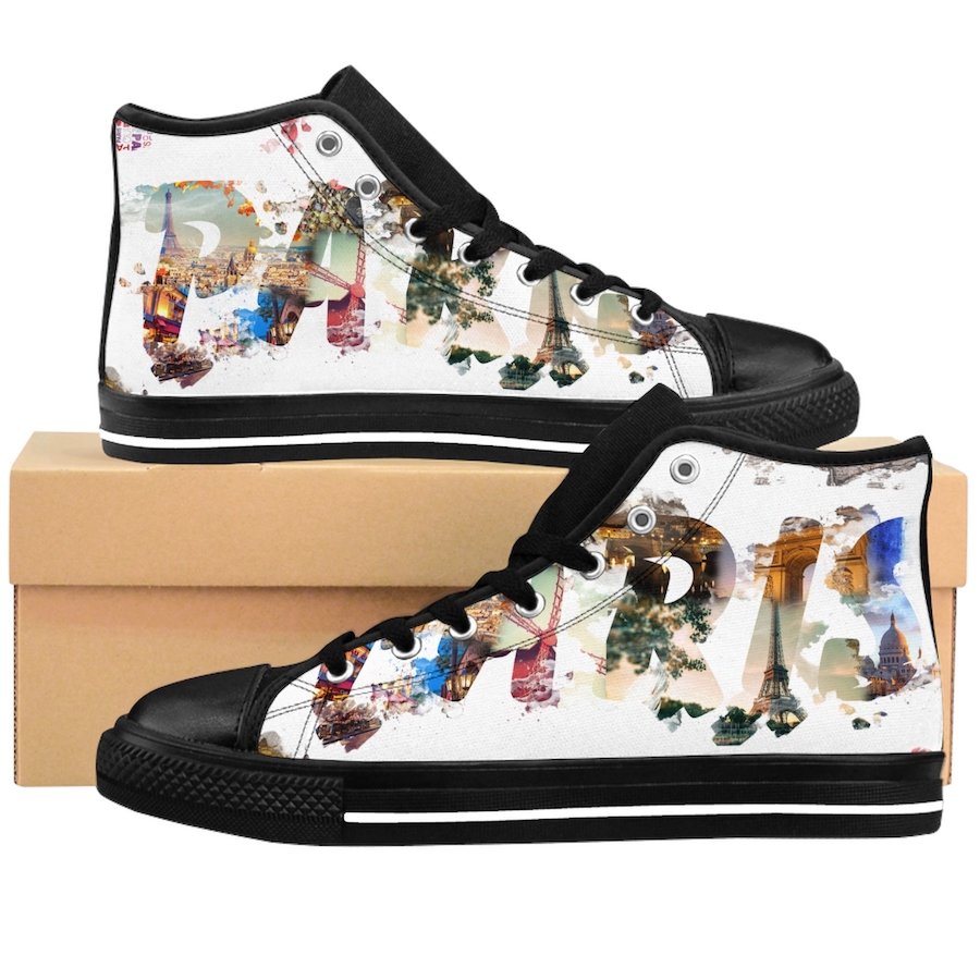 Paris Colors Letters Unique Custom High Quality Men, Women High-top Sneakers Shoes-Free Shipping
