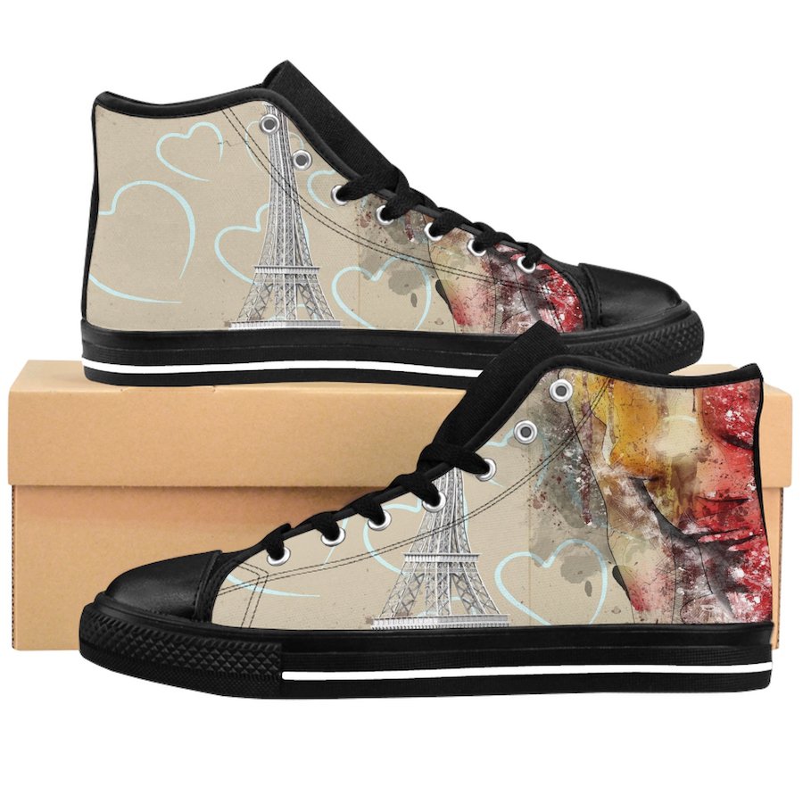 Paris With Love Unique Custom High Quality Men, Women High-top Sneakers Shoes-Free Shipping