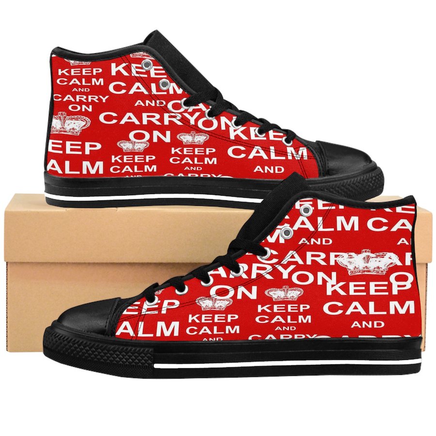 Keep Calm & Carry On Custom High Quality Men, Women High-top Sneakers Shoes-Free Shipping