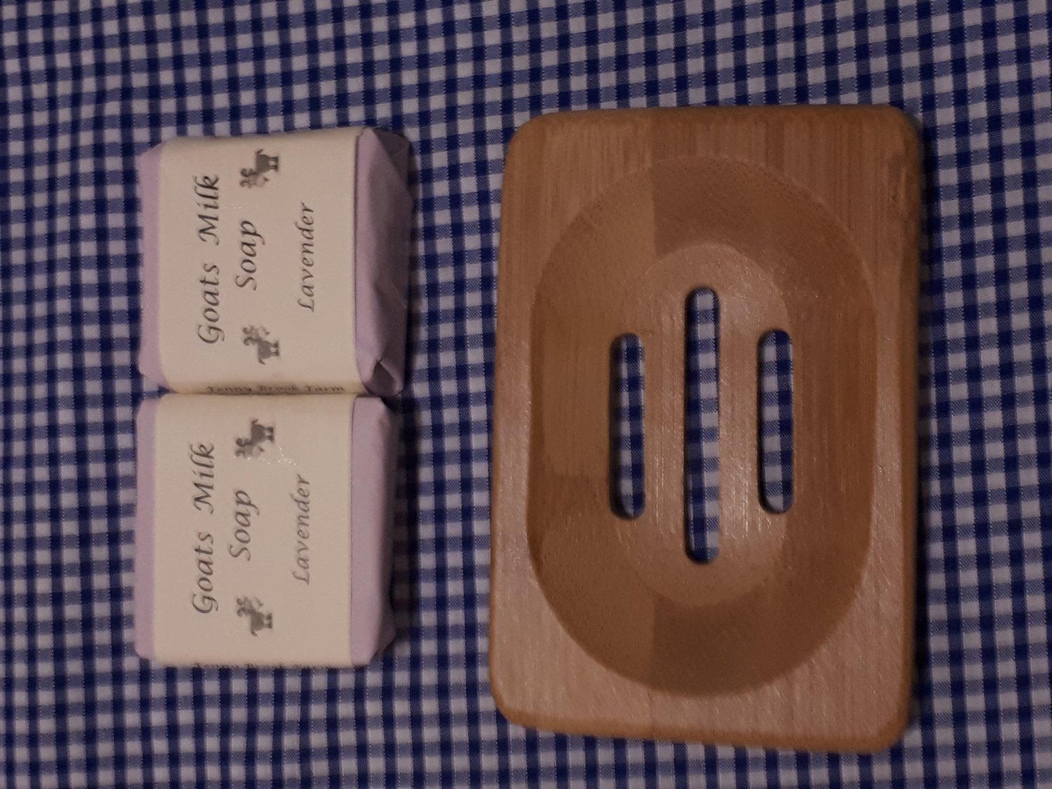 Wooden Soap Dish & Lavender Goat Milk Soap (80g)