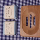 Wooden Soap Dish & Lemongrass Scented Goat Milk Soap (80g)