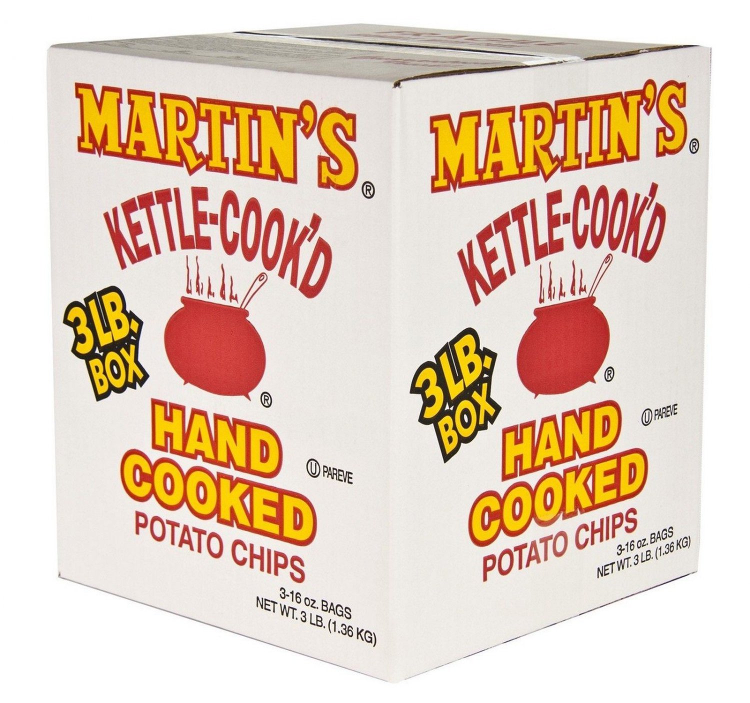 Martin's Kettle Cook'd Regular Potato Chips, 3POUND BOX