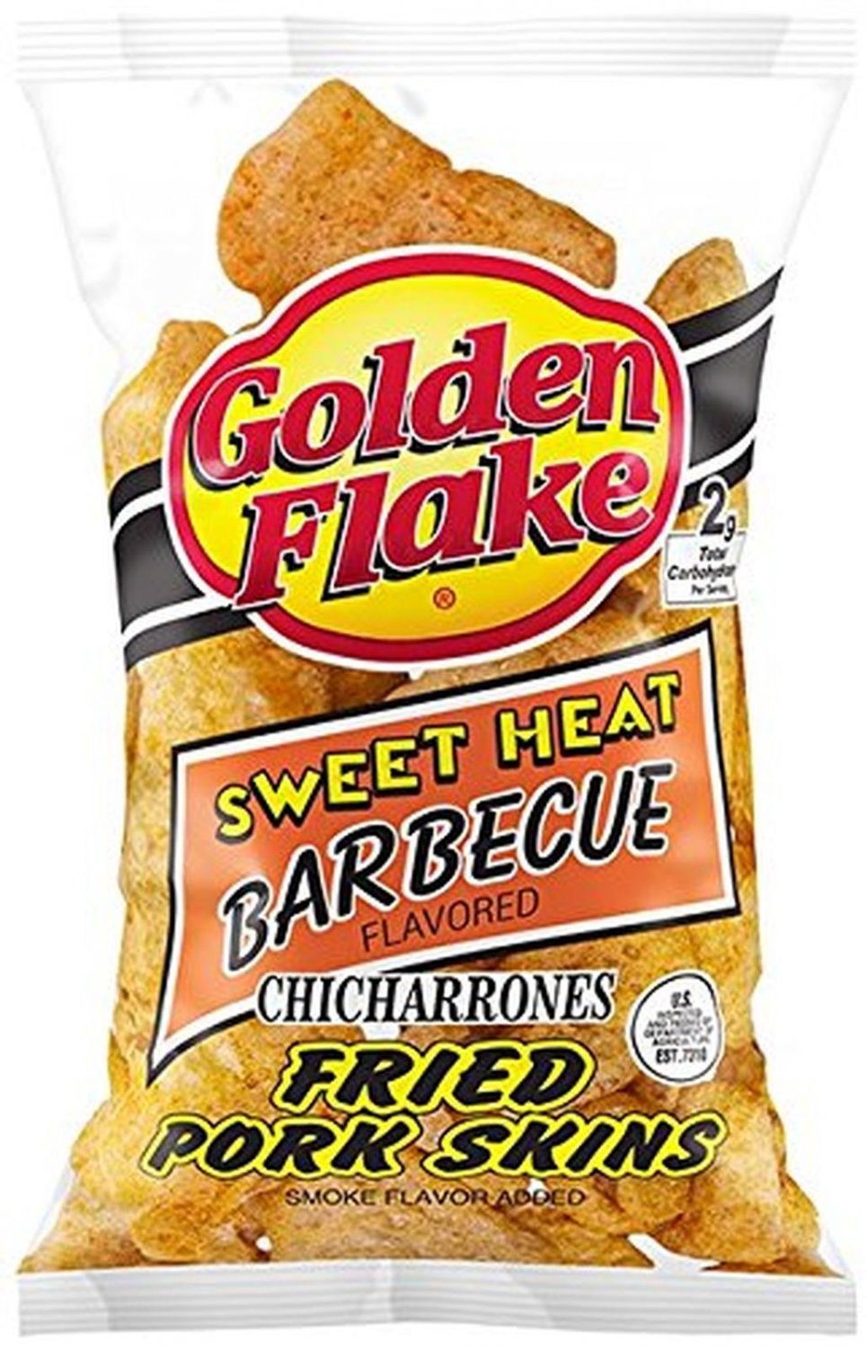 Golden Flake Sweet Heat Barbecue Flavored Fried Pork Skins 325 Oz Bag 3 Bags 1746