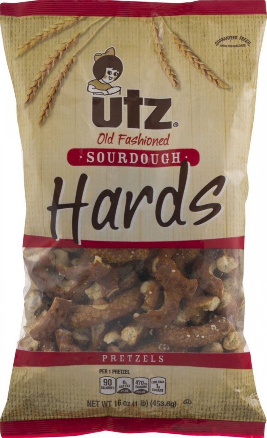 Utz Old Fashioned Sourdough Hards Pretzels 16 oz. Bag (3 Bags)