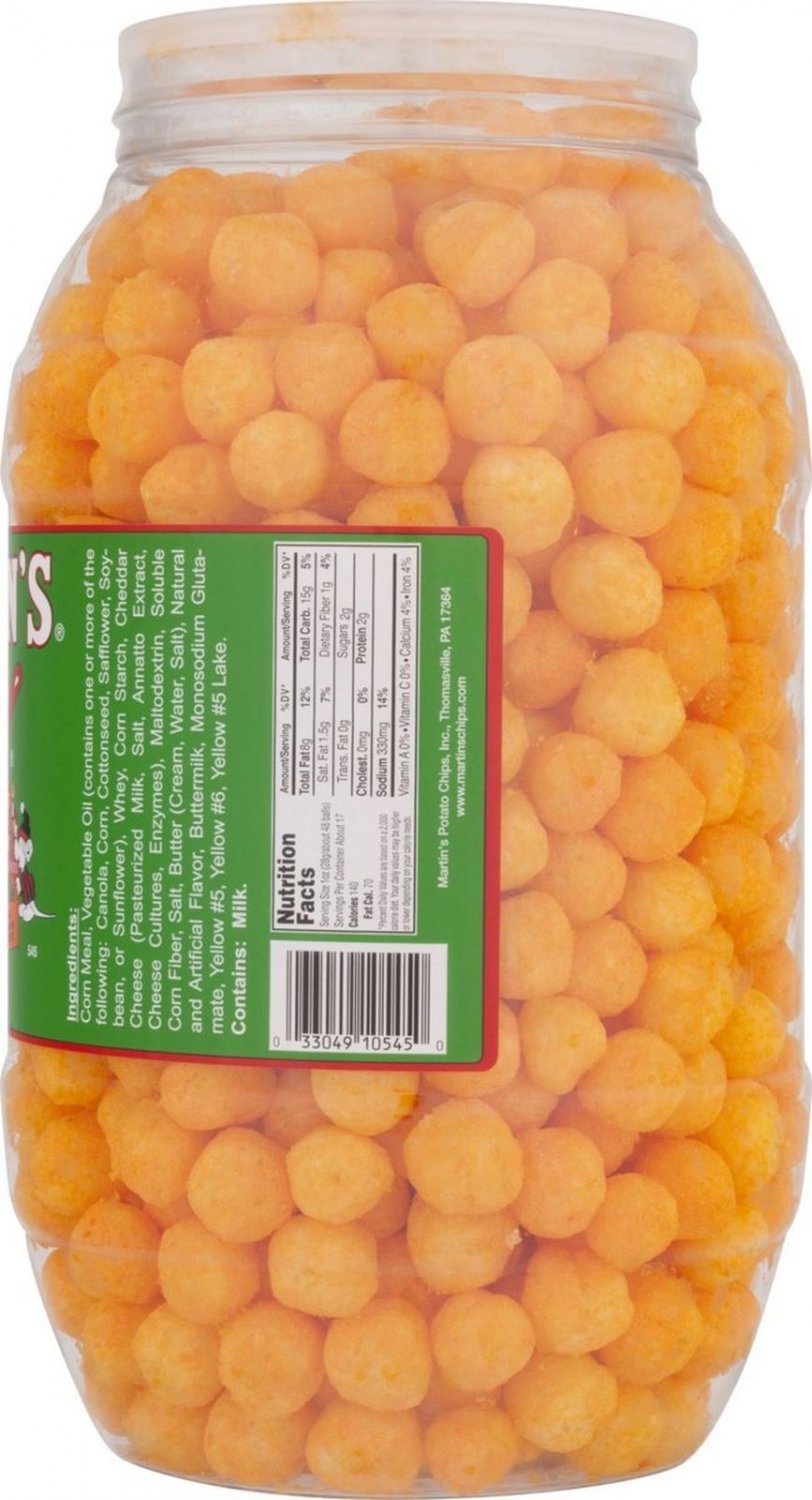 Martin's Cheddar Cheese Balls 17 oz. Barrel (2 Barrels)