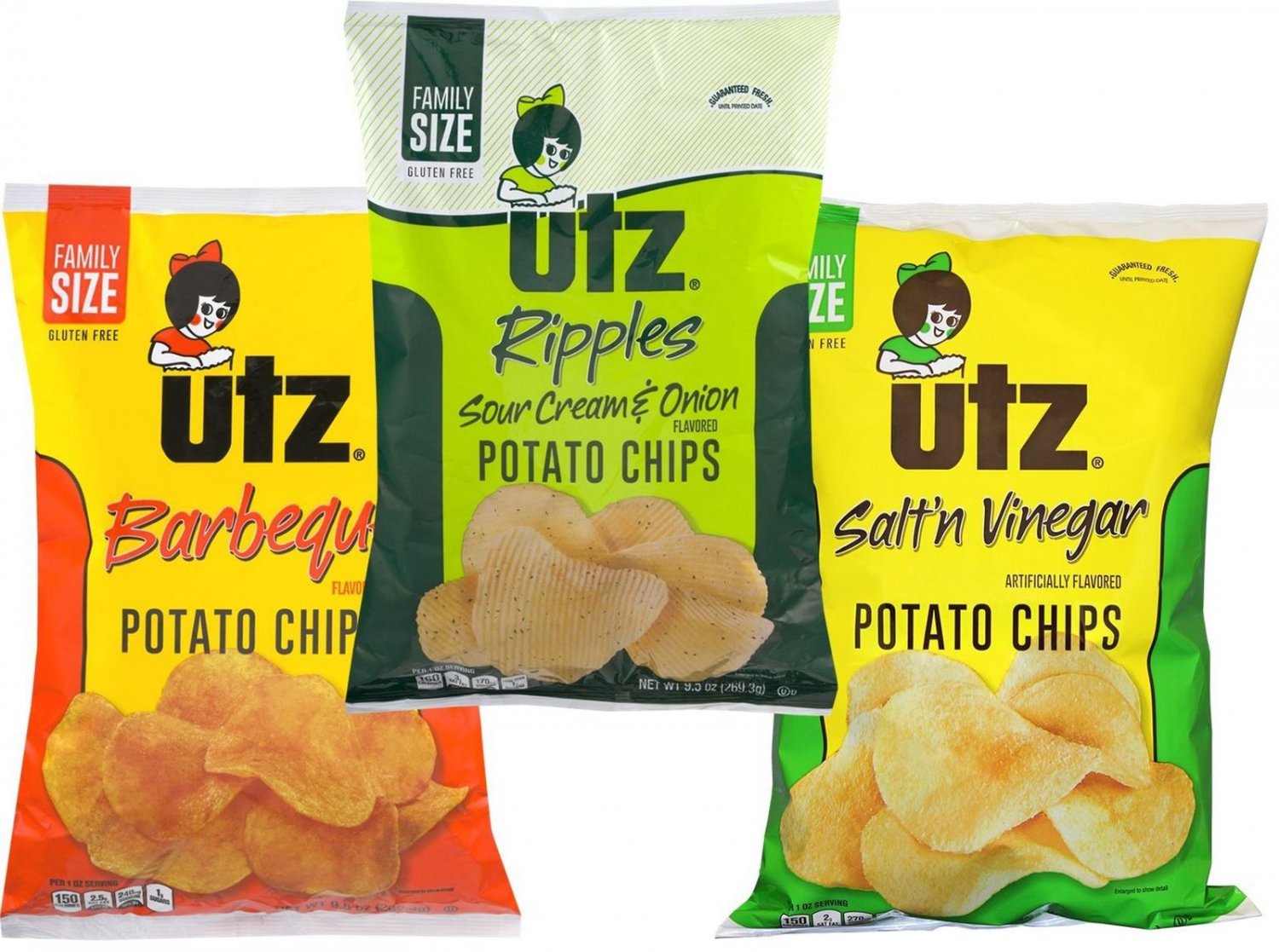 Utz 9 oz. Family Size Variety 3 Pack Potato Chips