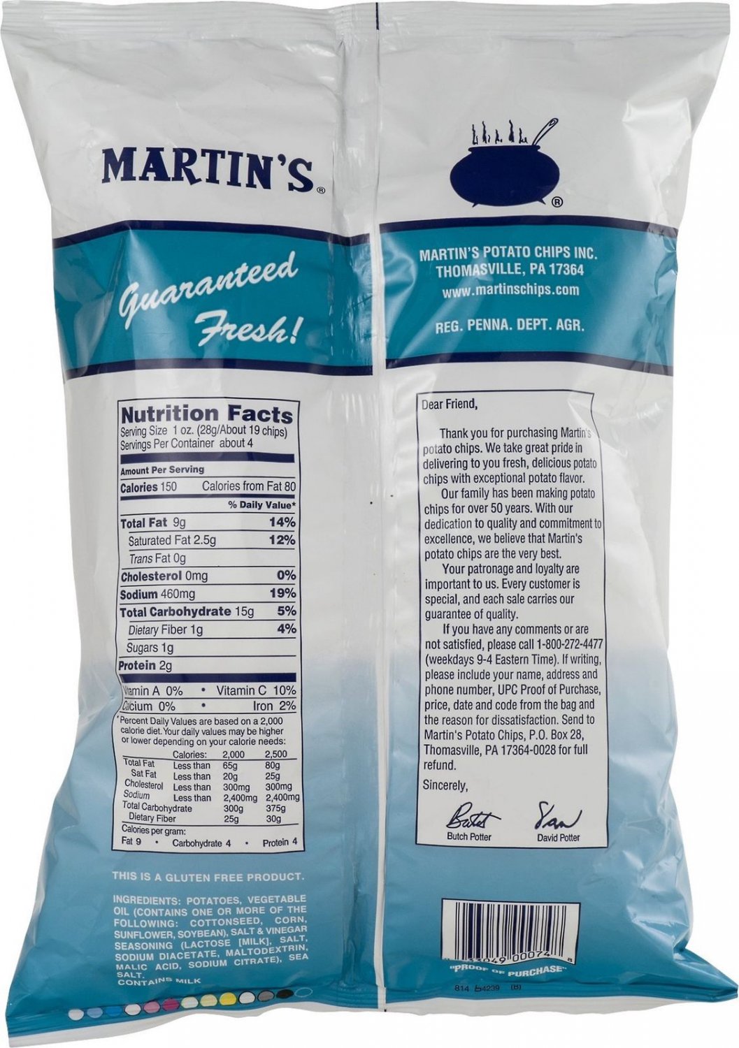 Martin's Sea Salt & Vinegar Potato Chips 9.5 Oz. (3 Bags)