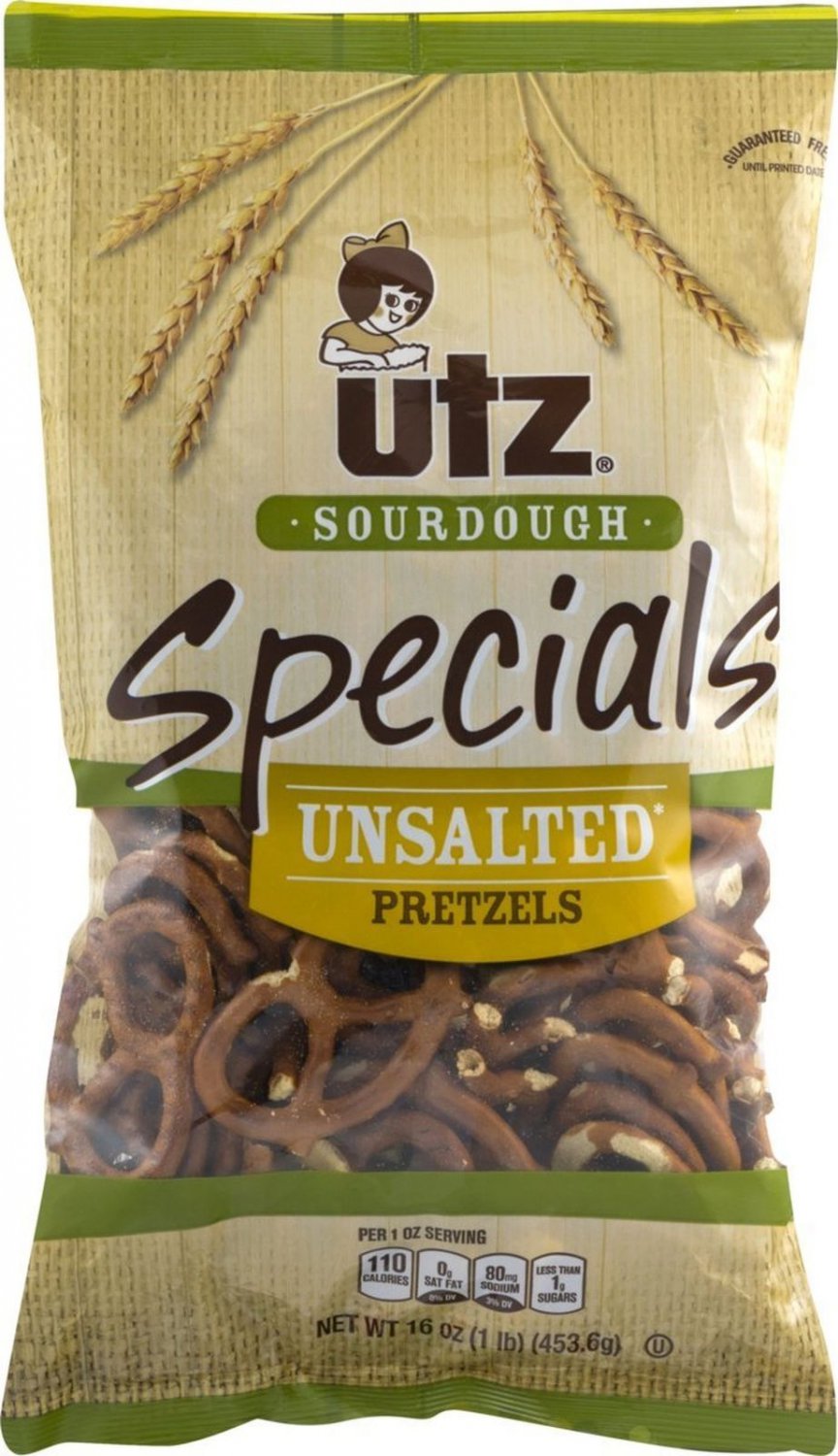 Utz Sourdough Specials Unsalted Pretzels 16 oz. Bag (3 Bags)