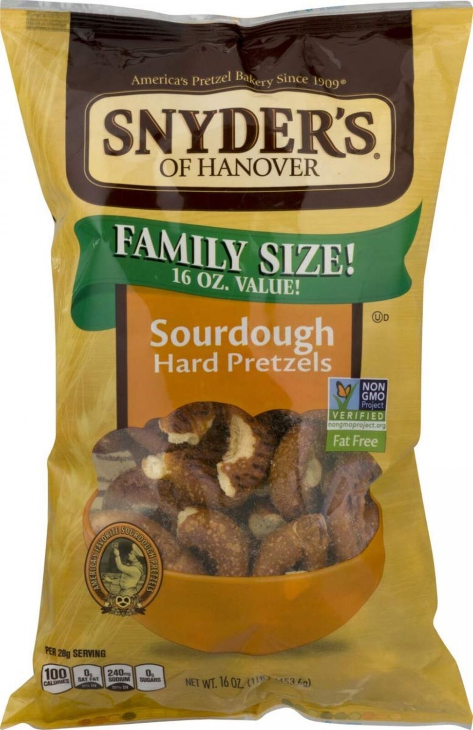 Snyder's of Hanover Family Size Pretzels 16 oz. Bags (Sourdough Hard, 3