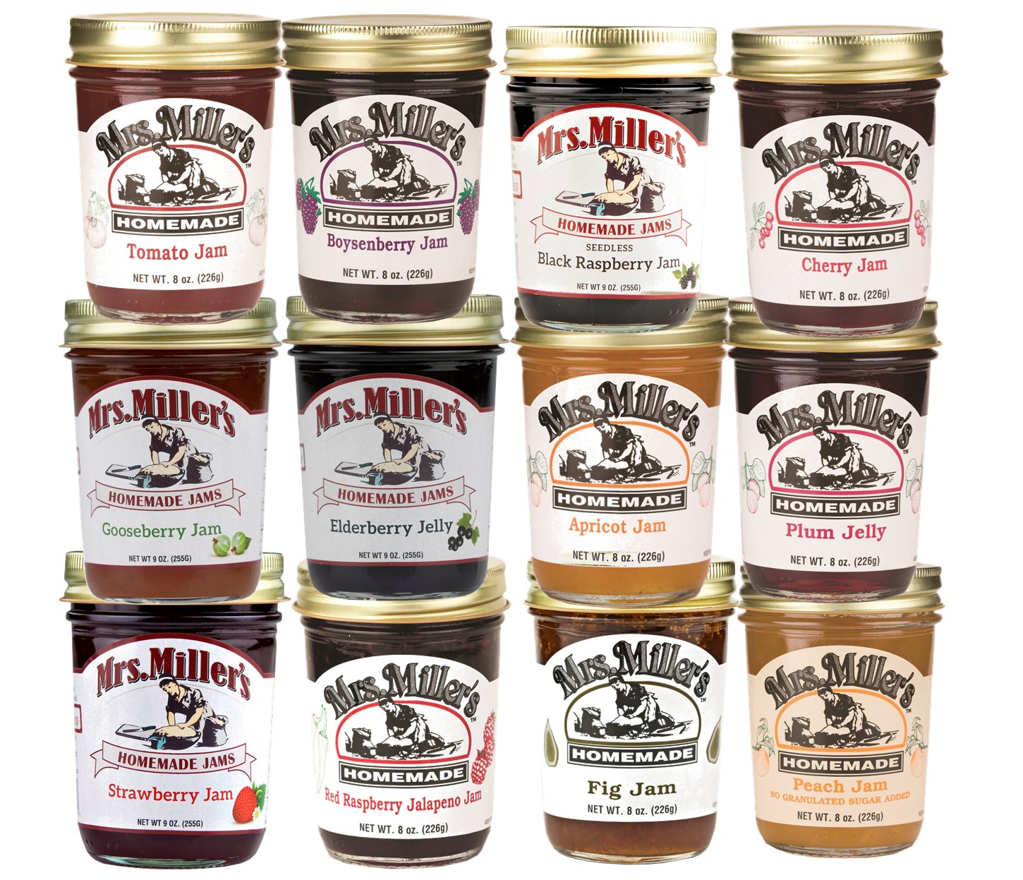 Mrs. Miller's Jams and Jellies Mega Gift 12Pack Assortment