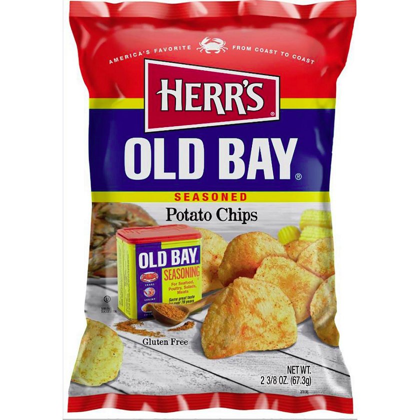 Herr's Old Bay Seasoned Crab Potato Chips, 24-Pack 2.375 oz. Single ...