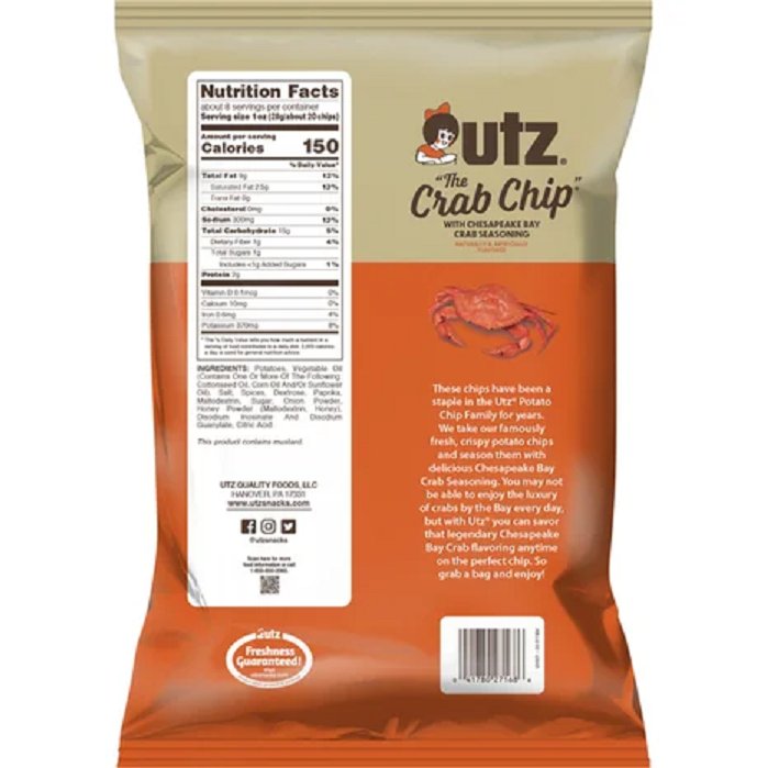 Utz Potato Chips "The Crab Chip", 3Pack 7.75 oz. Family Size Bags