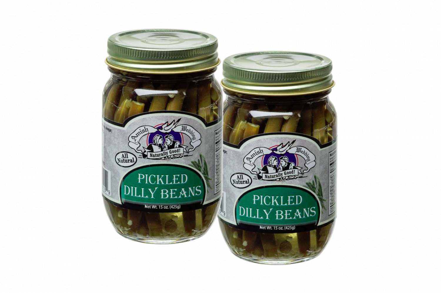 Amish Wedding Foods Pickled Dilly Beans, 2Pack 15 oz. Jars