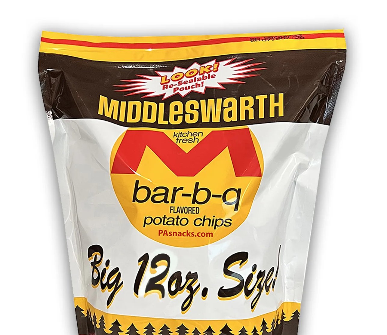 Middleswarth Kitchen Fresh Potato Chips BBQ Flavored, 4-Pack 12 oz. Big Bag