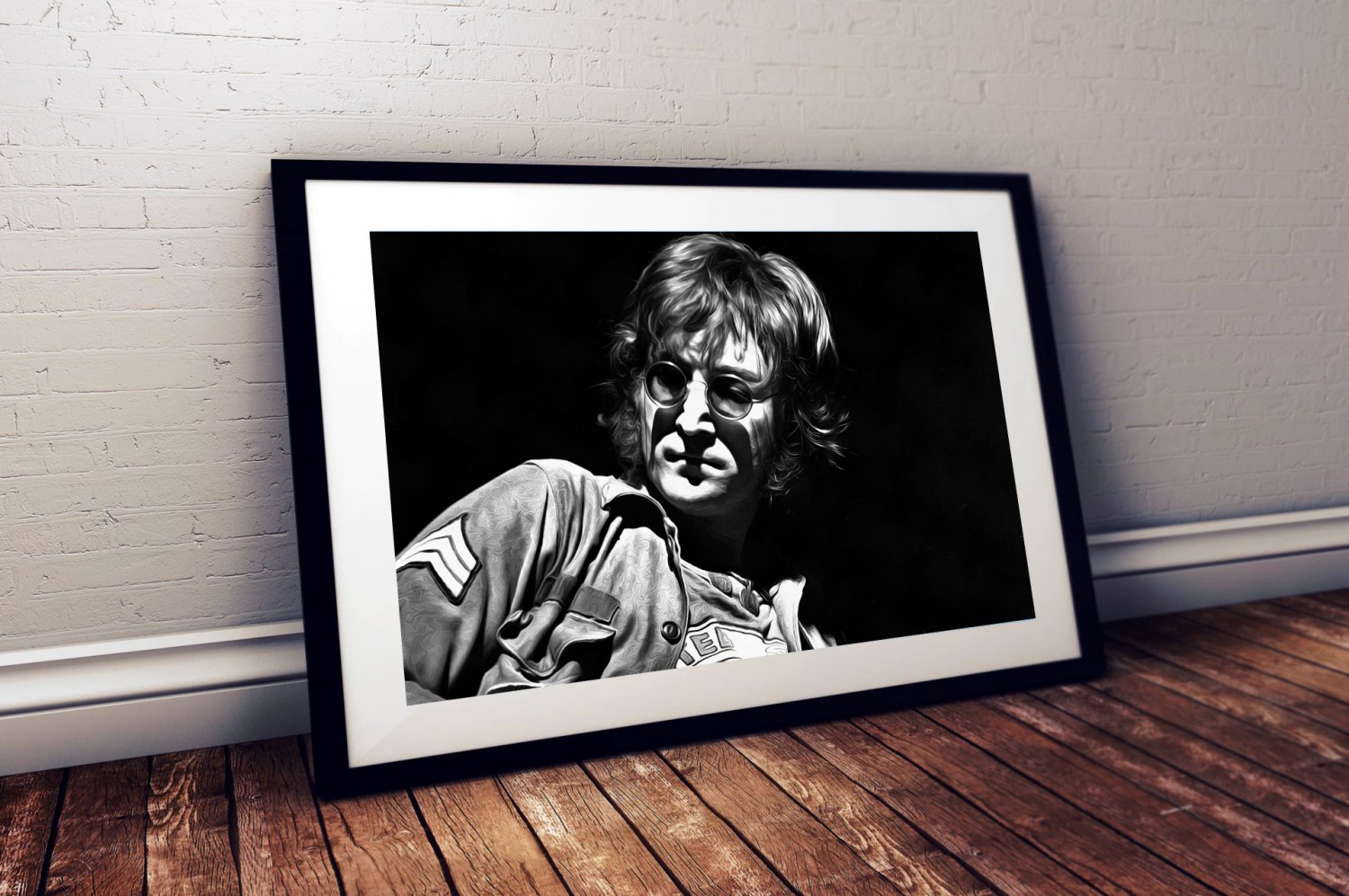 frame 13x19 uk inch Art 13 John Fine Canvas Inch Lennon Poster And Black 19 x