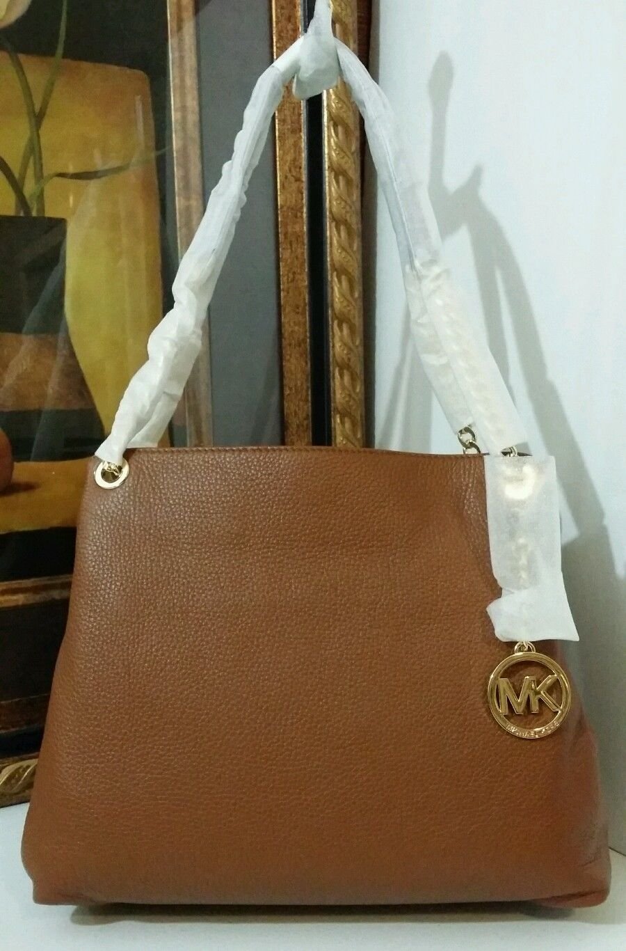 Michael+Kors+Jet+Set+Travel+Chain+Leather+Tote+Large+Brick+30t6gj8t6l for  sale online