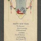 Happy New Year, color, used, ppc, 1933