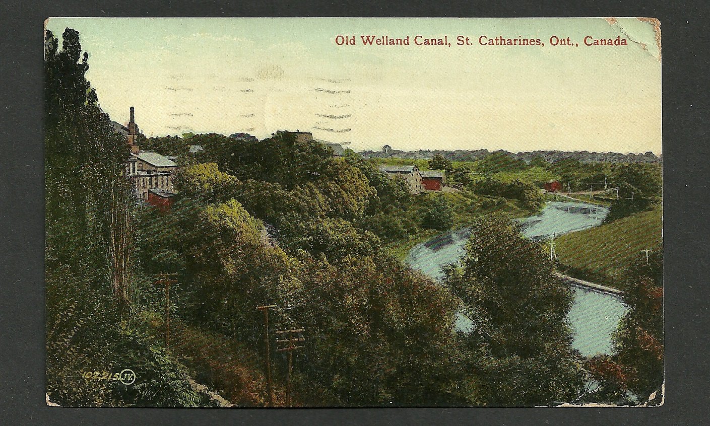 Old Welland Canal, St. Catharines, Ont., color, used, ppc, 1912