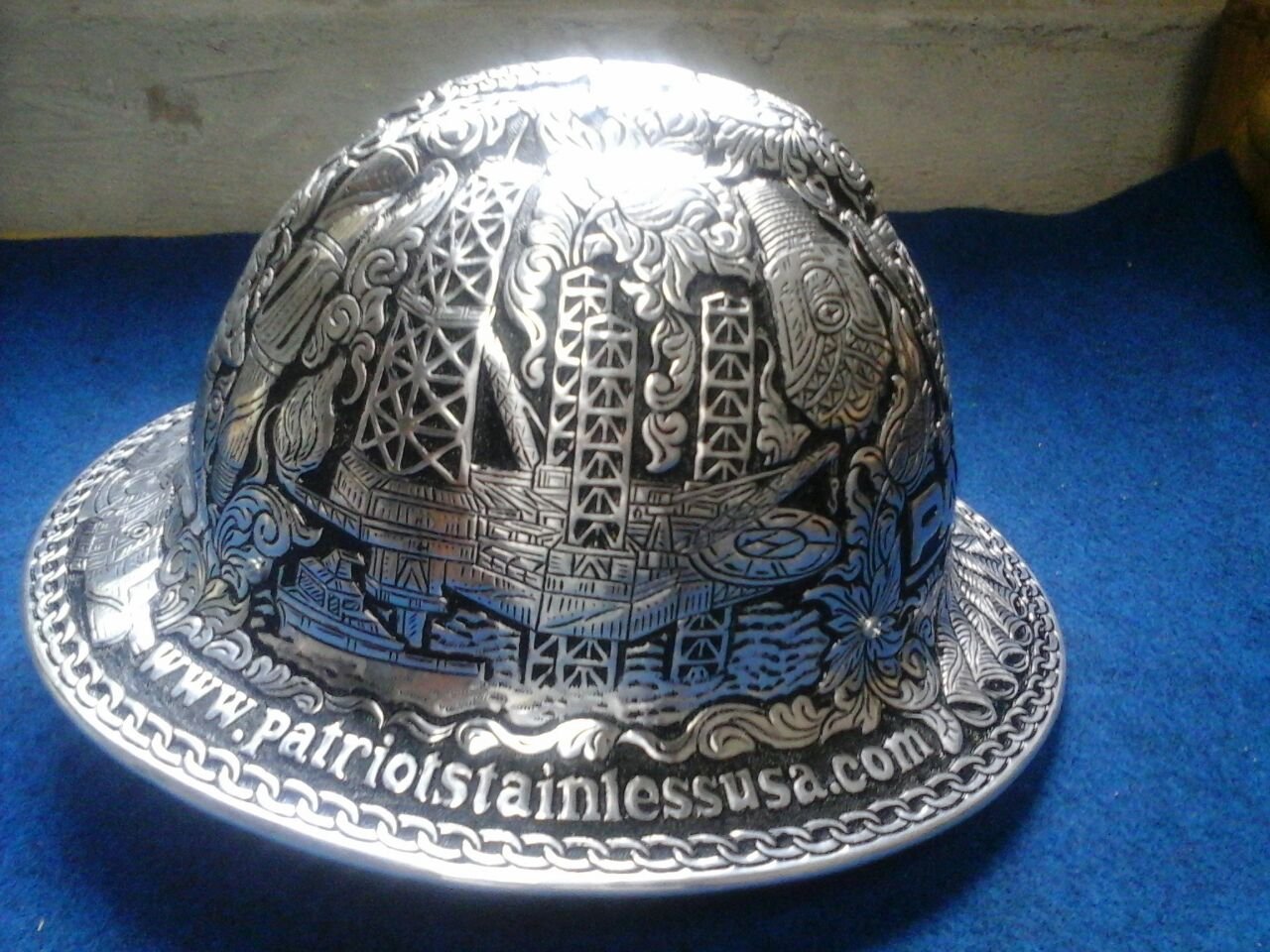 Custom Aluminum Hand Engraved / Carved Hardhat