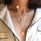 Choker Trendy Multi Layered Chain Gold Silver Jesus Big Cross Pendant Necklace women Jewelry