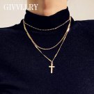 Multi Chains Necklace for Women Gold Silver Cross Pendant Necklace