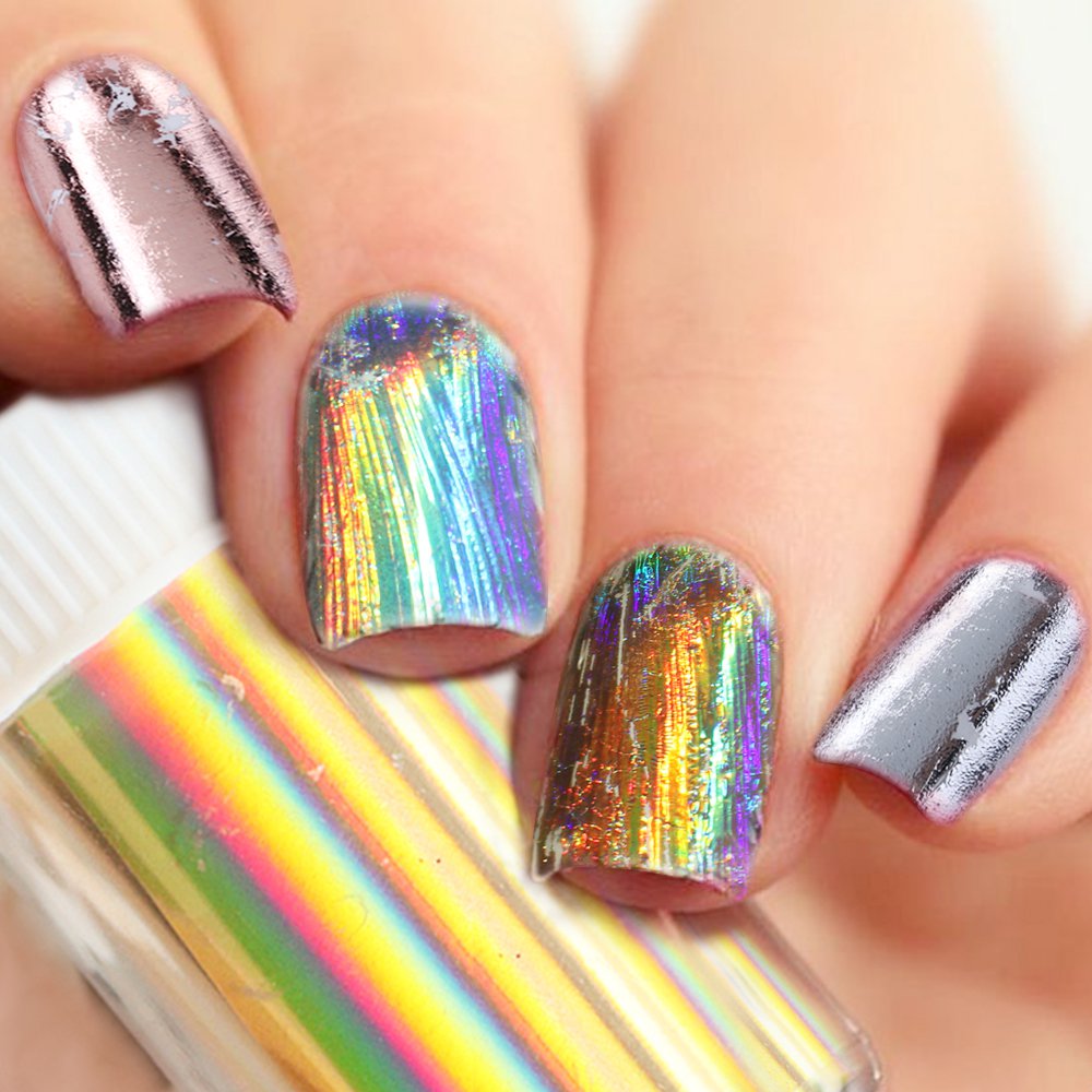100cm Gradient Starry Sky Nail Foil Transfer Paper Sticker Laser Gold Silver Flake Wrap Tip