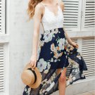 Size M White Lace Chiffon Patchwork V-neck Dress DM1001