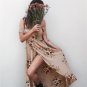 Size XL Khaki Slash-neck Floral Printed Summer Beach Dress DM1005