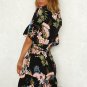 Size XL Black Tie Floral Ruffle Maxi Dress DM1006