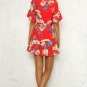 Size XL Red Tie Floral Ruffle Maxi Dress DM1006