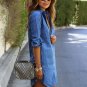 Size M Blue Jeans Women Long Sleeve Dress DM1008