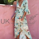 Size 2XL Green Bohemian V-neck Maxi Dress DM1009