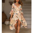 Size S Khaki Bohemian V-neck Maxi Dress DM1009
