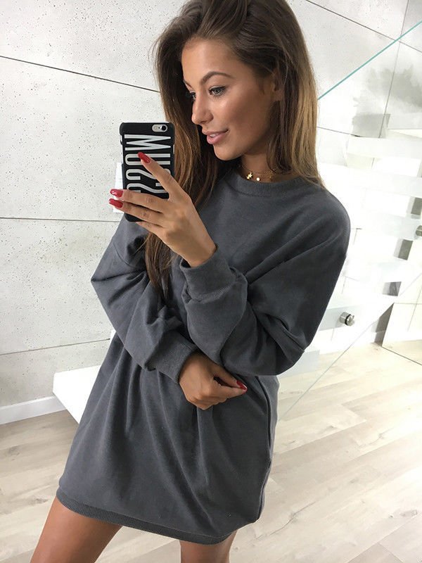 Size M Darkgrey Pullover Women Sweatshirt DM1011