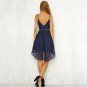 Size L Blue Halter V-neck Lace Hollow Out A-line Dress DM1027
